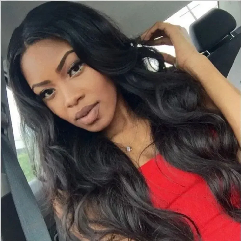 Women's Black Long Wavy Wig Long Curly Straight Synthetic Hair Fashion Looking